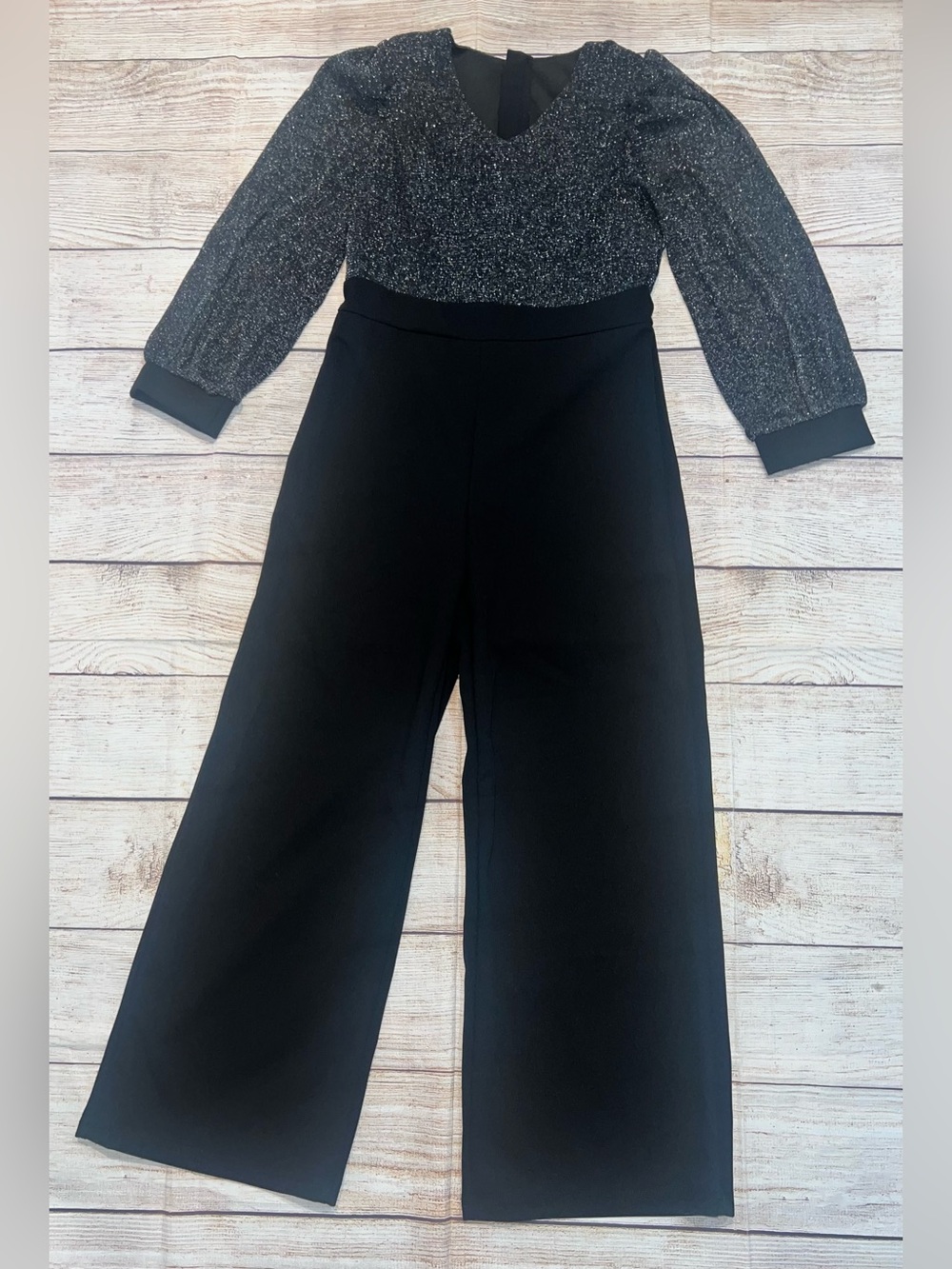 Girls Size 10 Black Wide-Leg Jumpsuit with Sparkle Bodice